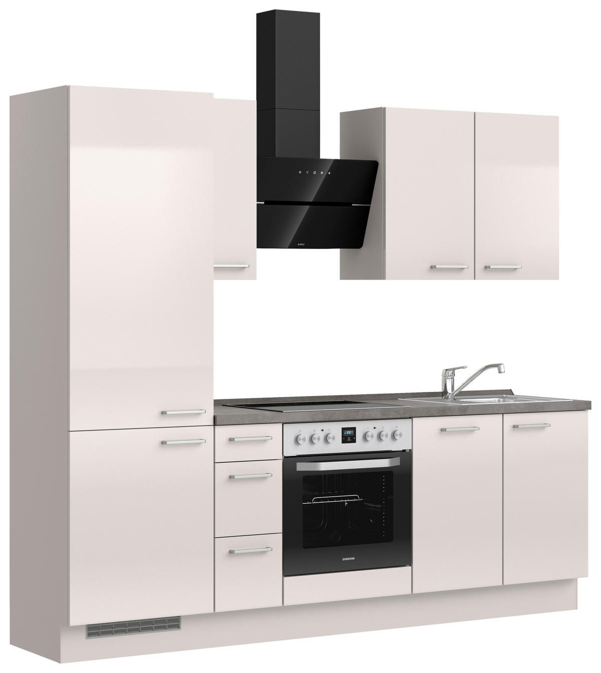 KÜCHENBLOCK Flash 240 cm  in Schieferfarben, Hellgrau  - Schieferfarben/Edelstahlfarben, MODERN, Holzwerkstoff/Metall (240cm) - Nobilia
