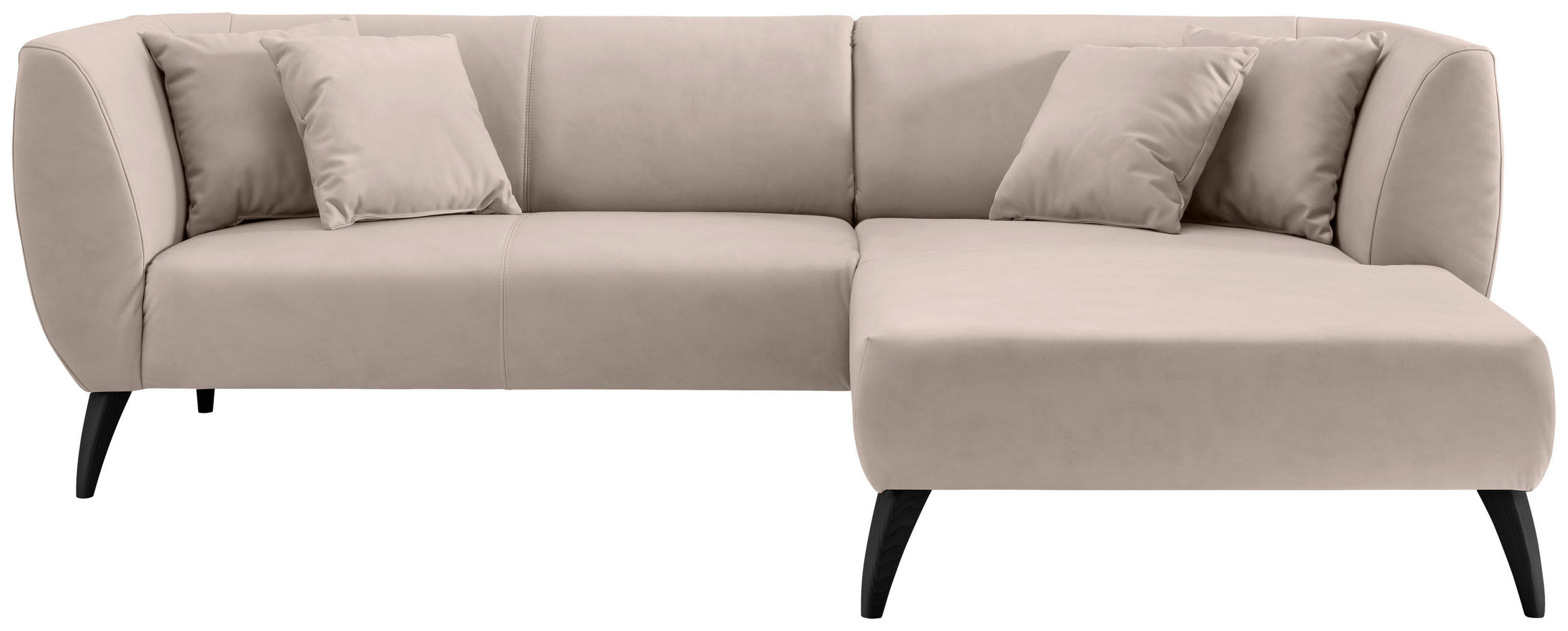 ECKSOFA in Lederlook Beige - Beige/Schwarz, Modern, Holz/Textil (264/160cm) - Livetastic