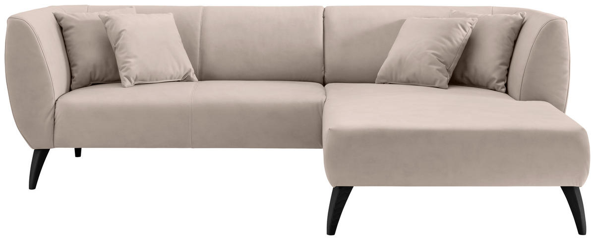 ECKSOFA in Lederlook Beige  - Beige/Schwarz, Modern, Holz/Textil (264/160cm) - Livetastic