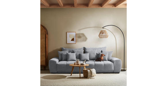 BIGSOFA  in Samt Hellgrau  - Hellgrau/Schwarz, KONVENTIONELL, Holz/Textil (280/67/120cm) - Carryhome