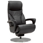 RELAXSESSEL Lenno Echtleder Nackenstütze, Relaxfunktion, Kopfteilverstellung, Aufstehhilfe    - Edelstahlfarben/Schwarz, Design, Leder/Metall (75/117/88cm) - Dieter Knoll
