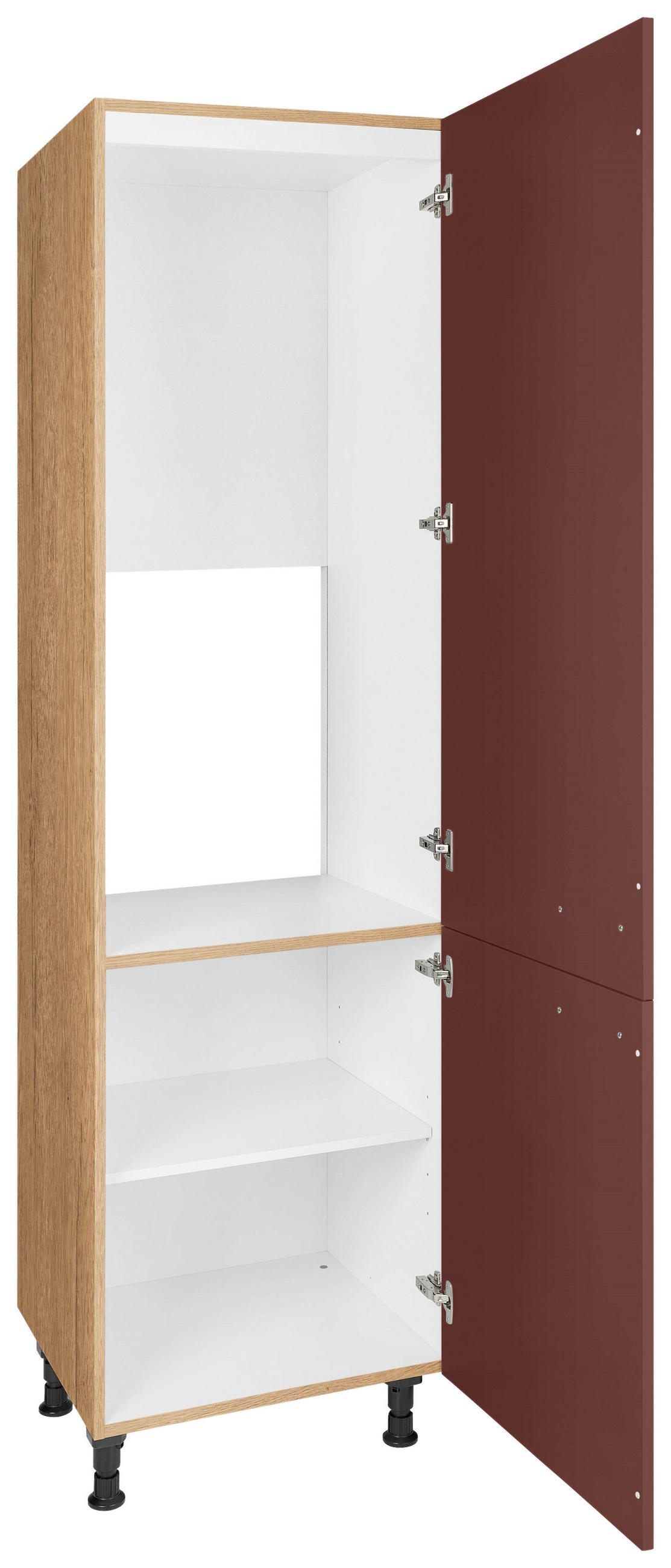 GERÄTEUMBAUSCHRANK 60/216,6/58 cm  in Rot, Eichefarben  - Eichefarben/Rot, MODERN, Holzwerkstoff/Metall (60/216,6/58cm) - Nobilia