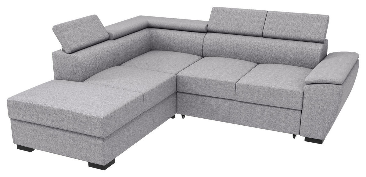 ECKSOFA Grau Flachgewebe  - Schwarz/Grau, KONVENTIONELL, Kunststoff/Textil (220/266cm) - Carryhome