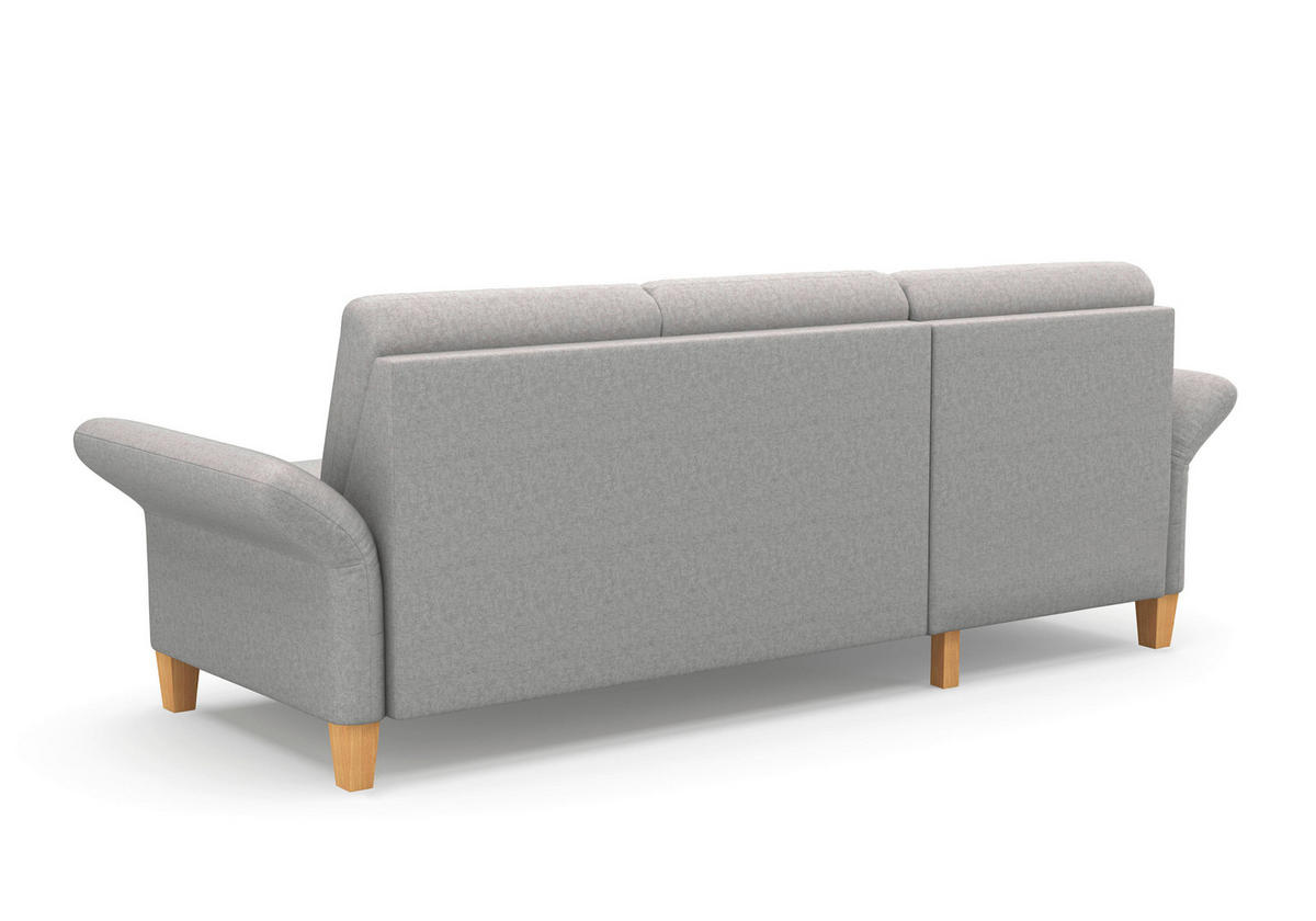 ECKSOFA ROCHELLE E Hellgrau Flachgewebe  - Eichefarben/Hellgrau, KONVENTIONELL, Holz/Textil (164/251cm) - Sit & More