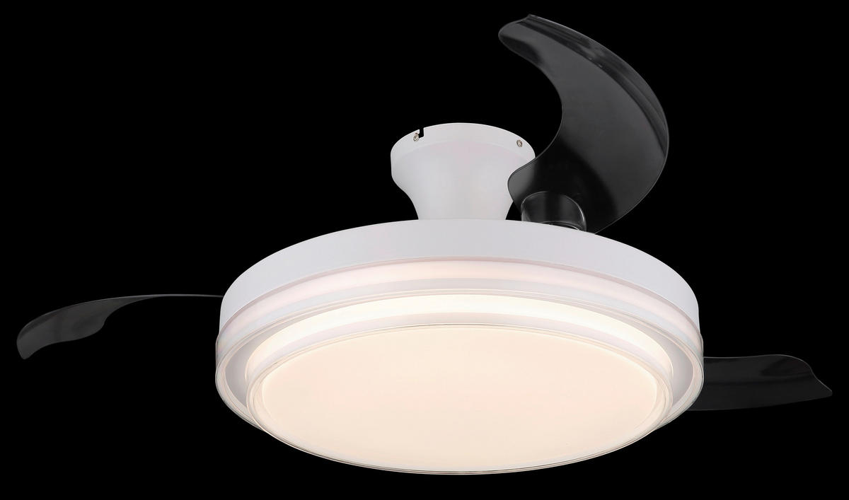 STROPNÍ VENTILÁTOR, 106,6/27,5 cm  - bílá/čiré, Konvenční, kov/plast (106,6/27,5cm) - Globo
