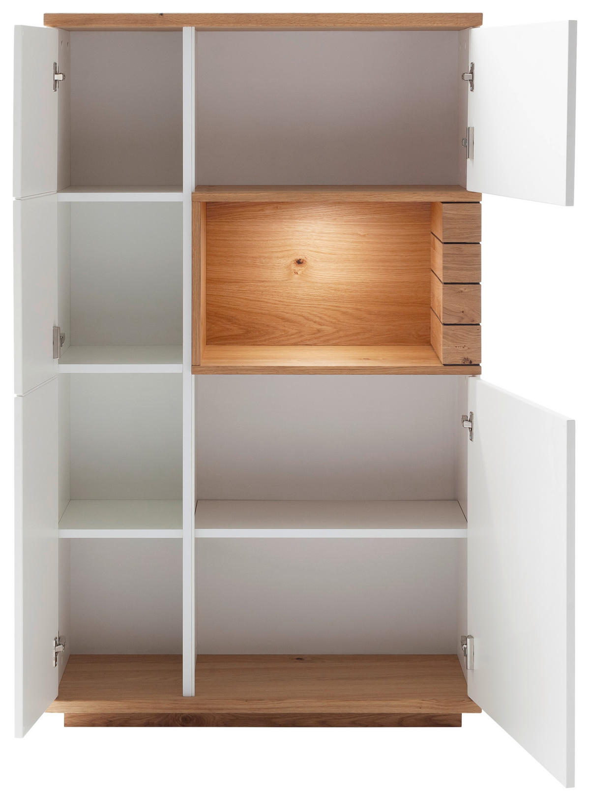 VYSOKÁ KOMODA, divoký dub, bílá, divoký dub, 90/150/37 cm - bílá/divoký dub, Design, kov/dřevo (90/150/37cm) - Novel