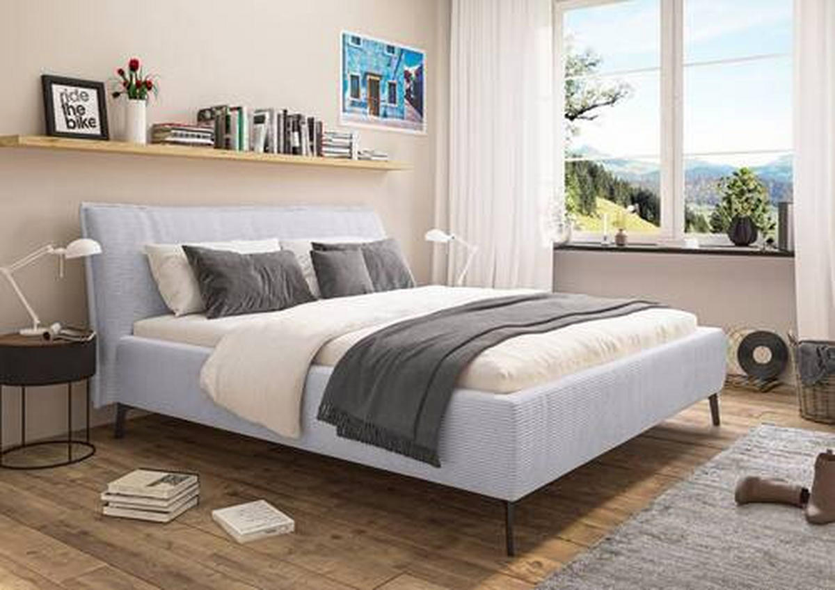POLSTERBETT gepolstertes Kopfteil 160/200 cm  in Grau  - Schwarz/Grau, Design, Textil/Metall (160/200cm) - Lomoco