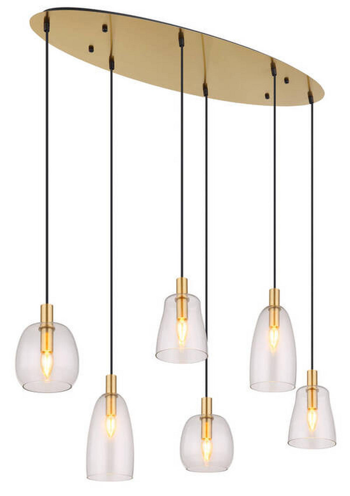 LAMPĂ SUSPENDATĂ 97/32,5/130 cm  - străveziu/alămiu, Konventionell, sticlă/metal (97/32,5/130cm) - Globo