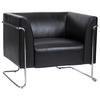 DESIGNSESSEL Lederlook Schwarz    - Chromfarben/Schwarz, MODERN, Textil/Metall (88/74/74cm) - MID.YOU