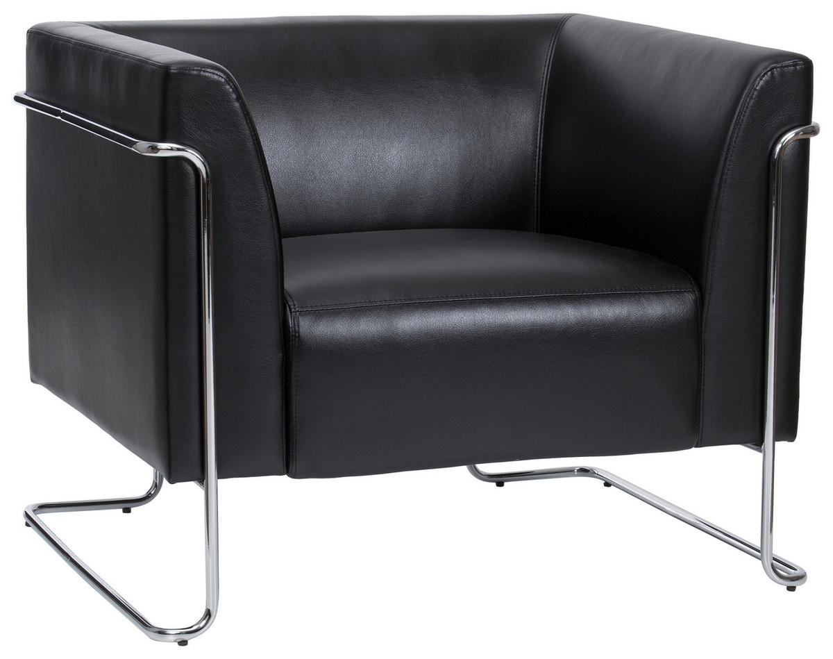 DESIGNSESSEL Lederlook Schwarz    - Chromfarben/Schwarz, MODERN, Textil/Metall (88/74/74cm) - MID.YOU