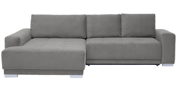 ECKSOFA inkl. Funktionen  in Flachgewebe Hellgrau  195/293 cm  - Silberfarben/Hellgrau, Design, Holz/Textil (195/293cm) - Cantus