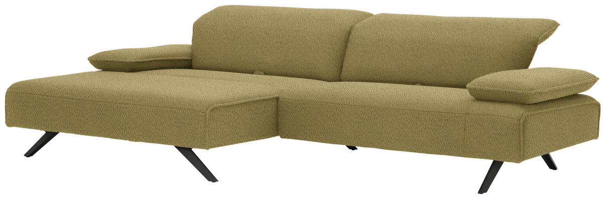 ECKSOFA in Flachgewebe Hellgrün  - Anthrazit/Hellgrün, Design, Textil/Metall (166/280cm) - Johann Jakob