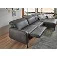 ECKSOFA Anthrazit Echtleder Kopfteilverstellung  - Anthrazit/Schwarz, Design, Leder/Metall (323/179cm) - Dieter Knoll
