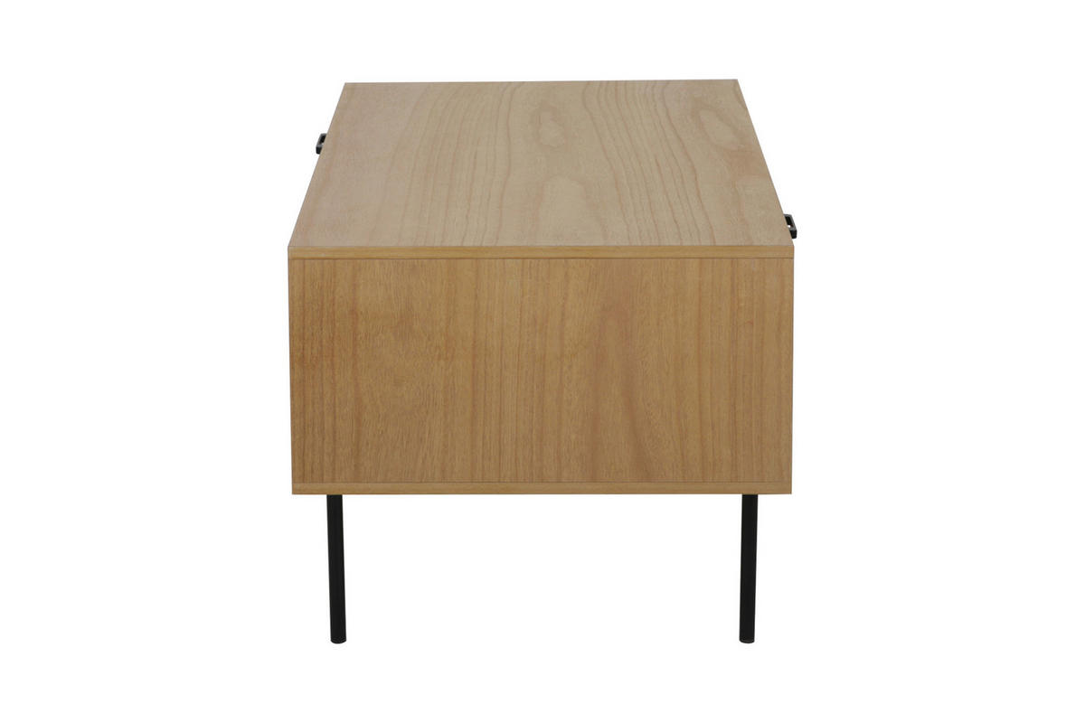 COUCHTISCH Rattan 110/59/50 cm rechteckig Naturfarben, Schwarz  - Schwarz/Naturfarben, Design, Holz/Holzwerkstoff (110/59/50cm) - Livetastic