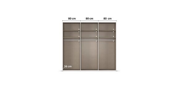 SCHWEBETÜRENSCHRANK  in Weiß  - Alufarben/Weiß, Basics, Holzwerkstoff/Metall (242/223/68cm) - Novel