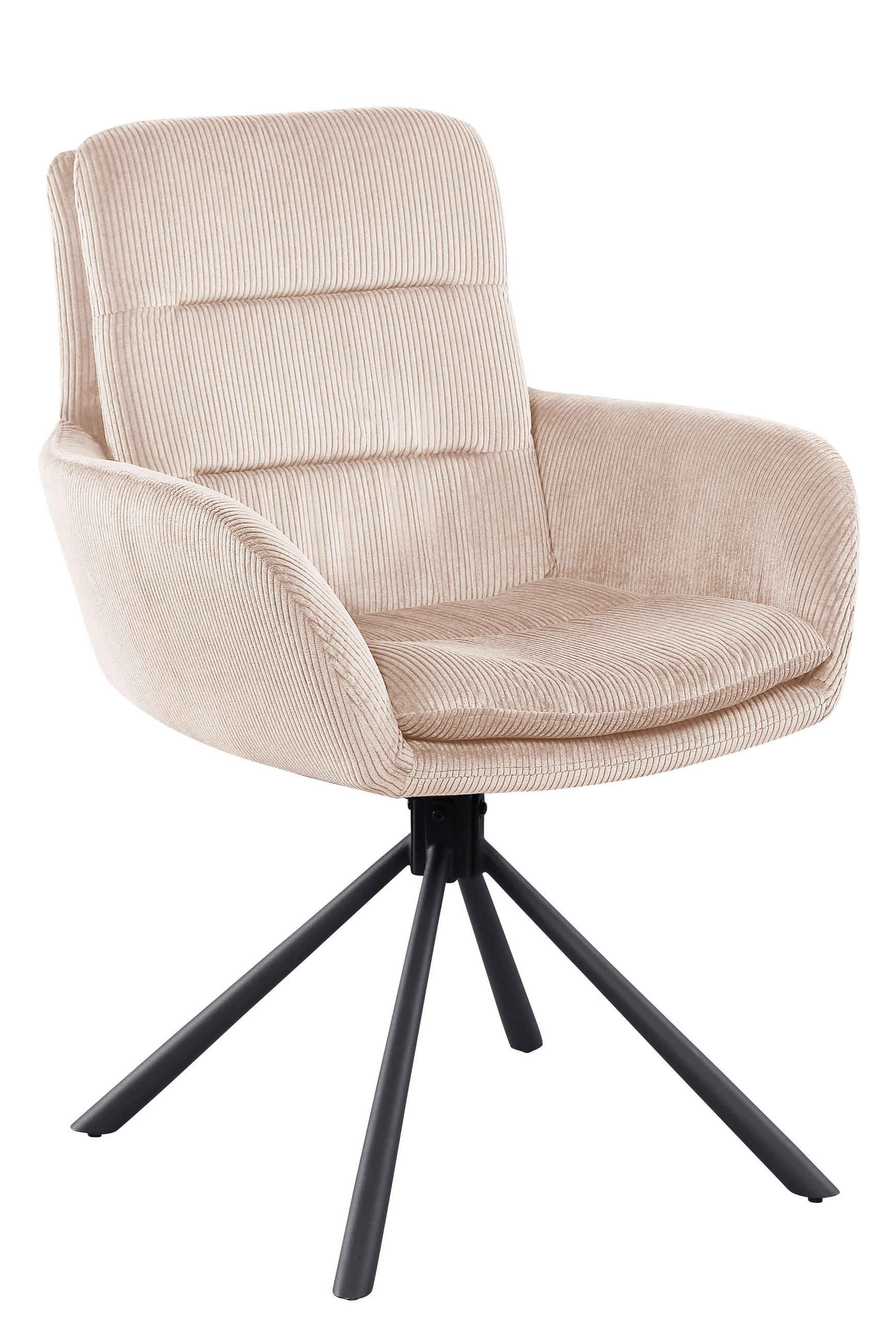 DREHSTUHL Cord Beige  - Beige/Schwarz, MODERN, Textil/Metall (60/89/64cm) - Livetastic