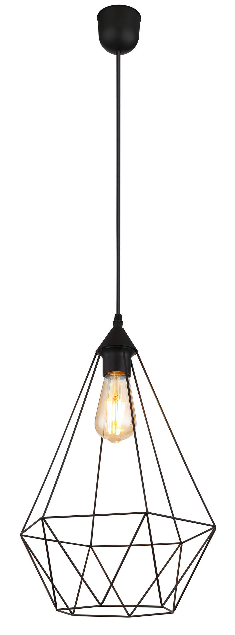 HÄNGELEUCHTE 30/120 cm    - Schwarz, Design, Textil/Metall (30/120cm) - Globo