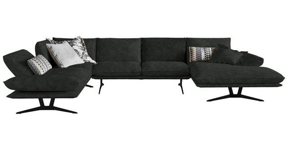 WOHNLANDSCHAFT in Echtleder Dunkelgrün - Dunkelgrün/Schwarz, Natur, Leder/Metall (217/359/155cm) - Dieter Knoll