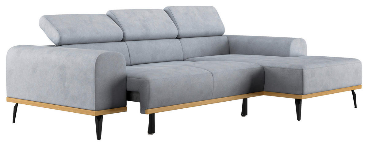 ECKSOFA Hellgrau Mikrofaser  - Hellgrau/Schwarz, KONVENTIONELL, Textil/Metall (244/157cm) - Cotta