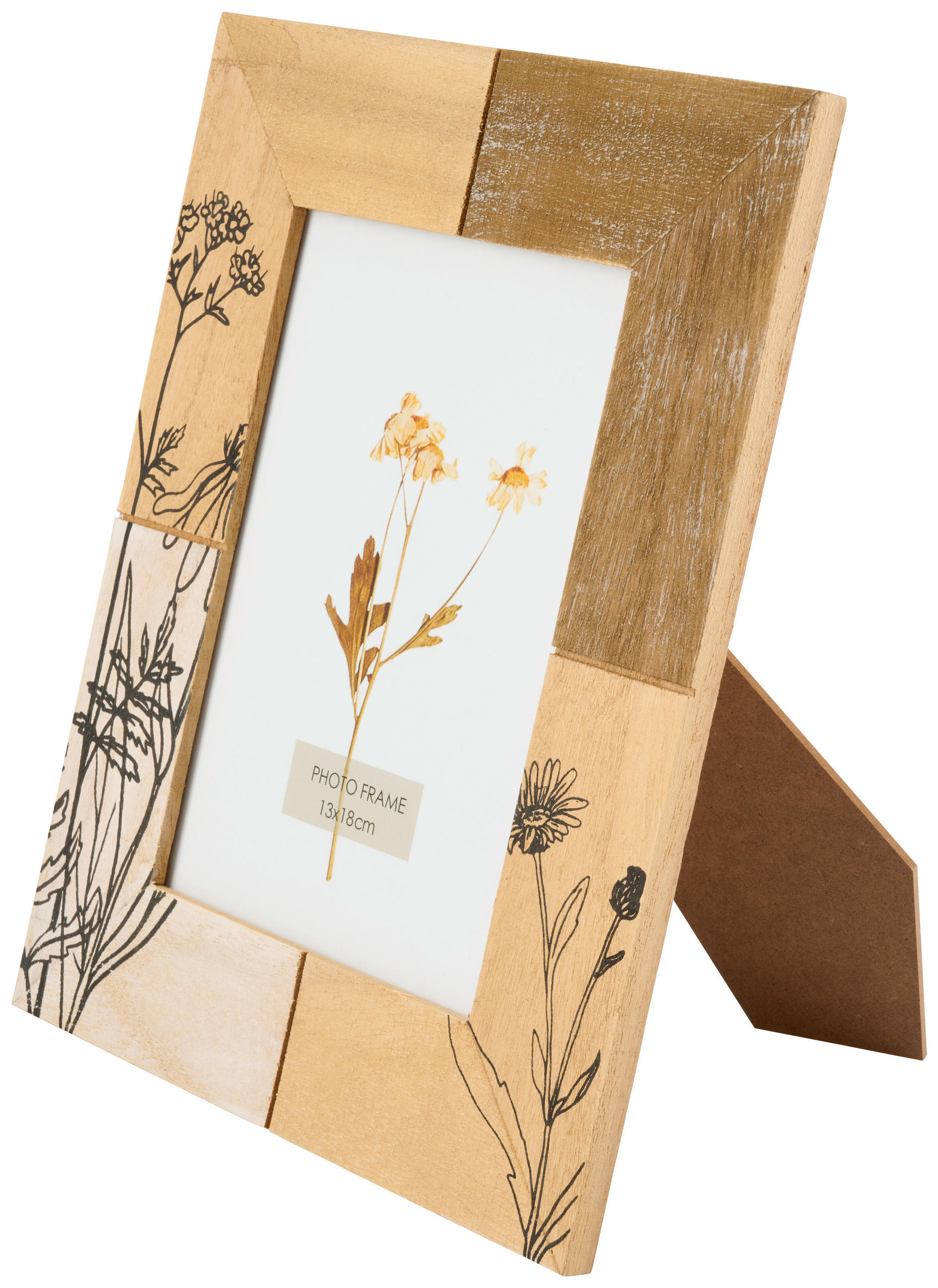 RÁMEČEK NA FOTOGRAFIE, 1 foto 13 cm x 18 cm - bílá/černá, Natur, dřevo/sklo (20,5/25,5cm) - Ambia Home