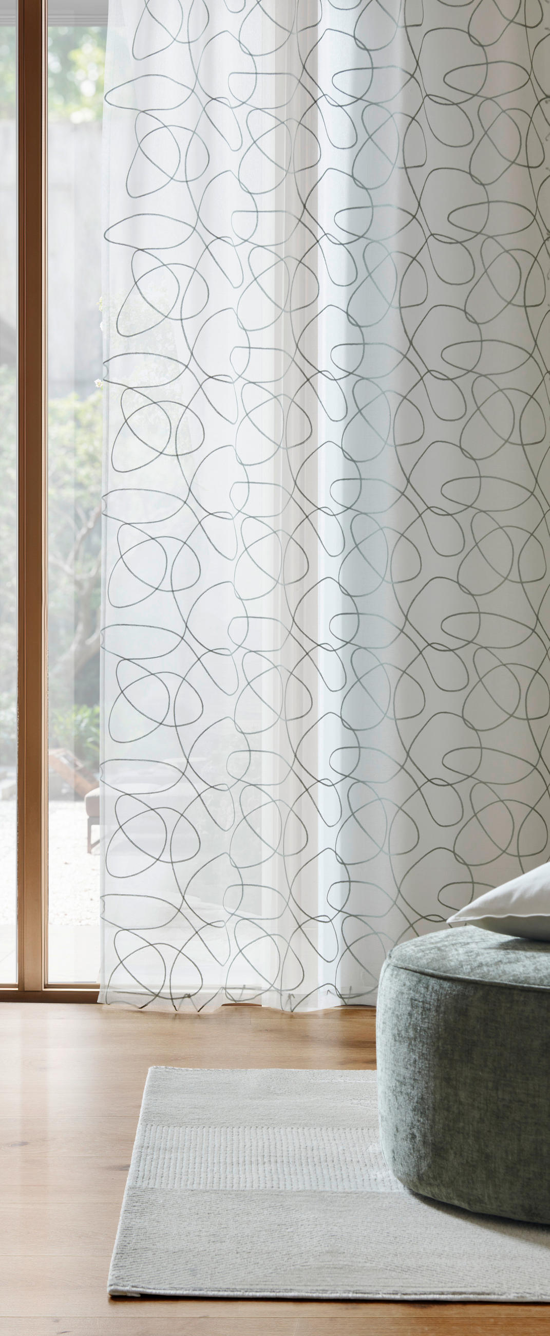 FERTIGVORHANG transparent  - Weiss/Jadegrün, Design, Textil (135/245cm) - Esposa