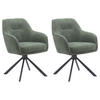 ARMLEHNSTUHL-SET 2 Stück Sitzfläche 360° drehbar, automatische Rückholfunktion, gepolsterte Armlehnen Chenille  - Waldgrün/Schwarz, MODERN, Textil/Metall (59/87/65cm) - Livetastic