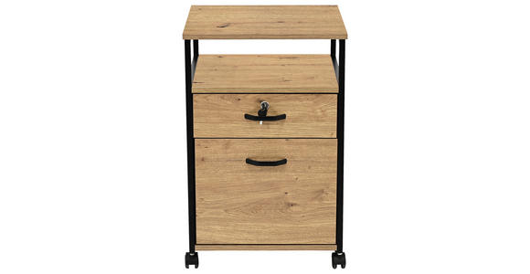 ROLLCONTAINER Schwarz, Eiche Artisan  - Schwarz/Eiche Artisan, Design, Holzwerkstoff/Kunststoff (43/66/45cm) - Carryhome