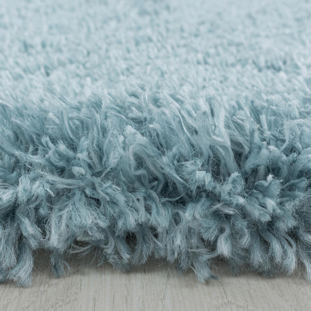 Thumbnail - Hochflorteppich Fluffy 3500 Blau, Blau, Textil, Uni, rund, Oeko-Tex® Standard 100, für Fußbodenheizung geeignet, schmutz...