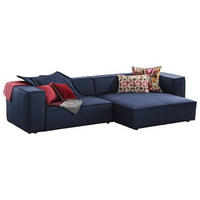 ECKSOFA in Echtleder Blau  - Blau/Schwarz, Modern, Leder/Kunststoff (300/164cm) - W.Schillig