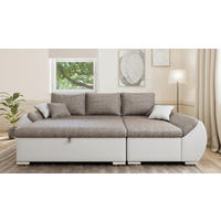 ECKSOFA, inkl. Hocker AURO in Braun, Weiß Hocker, Stauraum  275/155 cm  - Silberfarben/Braun, Design, Kunststoff/Textil (275/155cm) - MID.YOU