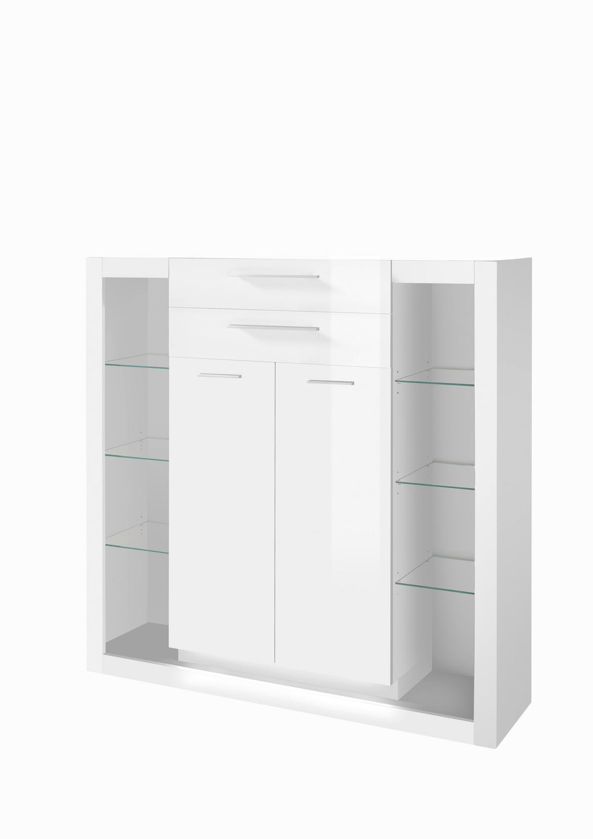 HIGHBOARD  in 141/139/37 cm  - Edelstahlfarben/Weiß Hochglanz, Design, Glas/Holzwerkstoff (141/139/37cm) - MID.YOU