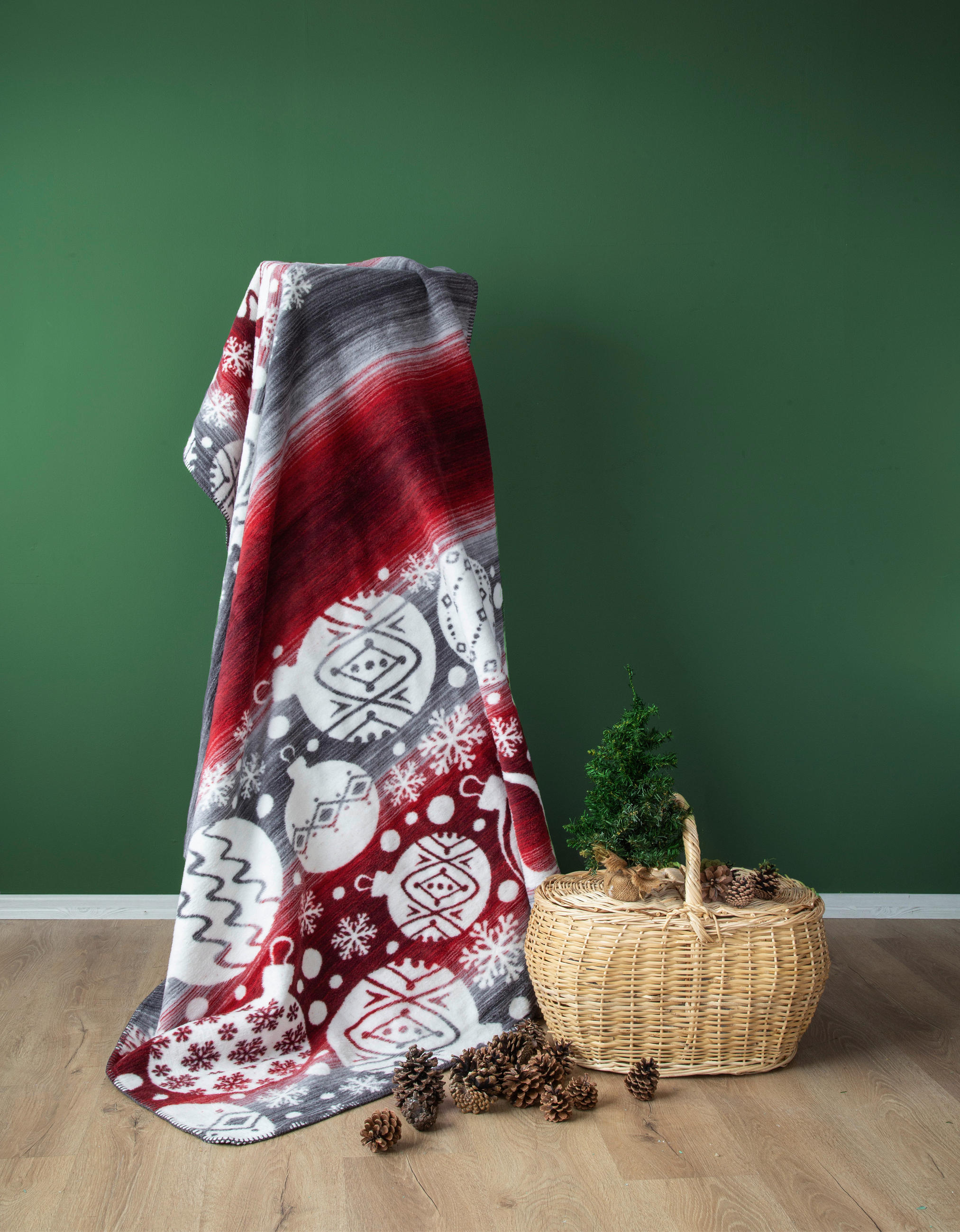 PLÉD  - bordó/fehér, Basics, textil (150/200cm)
