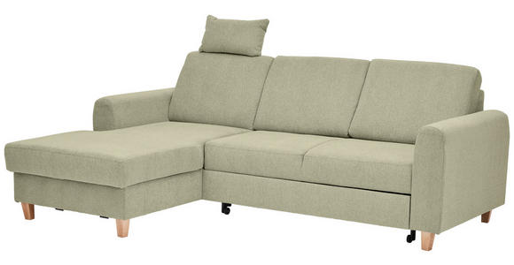ECKSOFA Hellgrün Flachgewebe  - Buchefarben/Hellgrün, KONVENTIONELL, Holz/Textil (166/241cm) - Carryhome