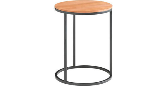 BEISTELLTISCH 39/39/54 cm Schwarz, Buchefarben rund  - Buchefarben/Schwarz, Design, Holz/Metall (39/39/54cm) - Johann Jakob