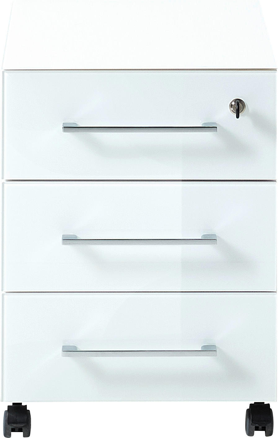 ROLLCONTAINER 40/55/50 cm  - Chromfarben/Weiss, Modern, Glas/Holzwerkstoff (40/55/50cm) - Germania