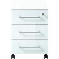 ROLLCONTAINER 40/55/50 cm  - Chromfarben/Weiß, MODERN, Glas/Holzwerkstoff (40/55/50cm) - Germania