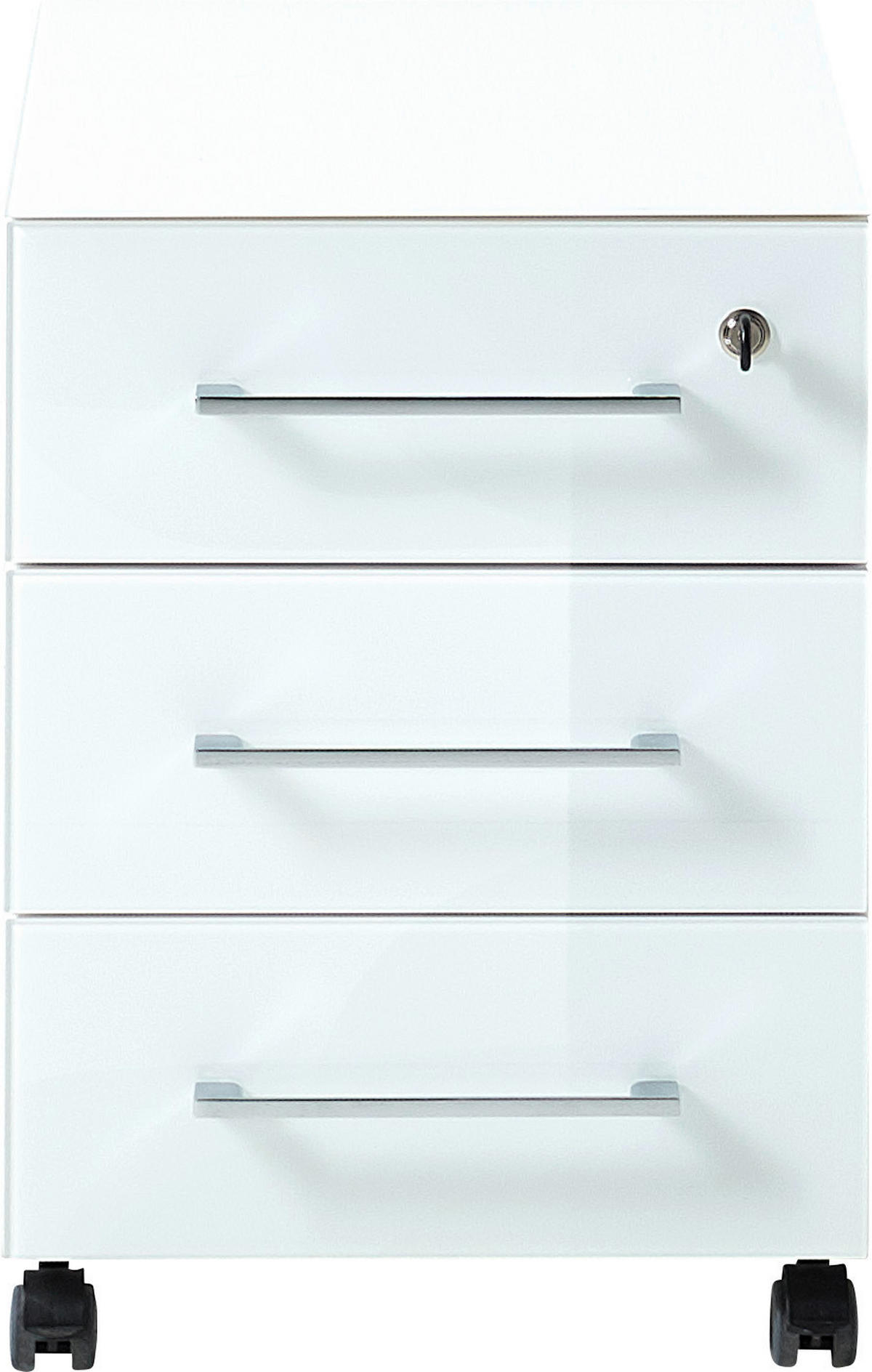 ROLLCONTAINER 40/55/50 cm  - Chromfarben/Weiß, MODERN, Glas/Holzwerkstoff (40/55/50cm) - Germania