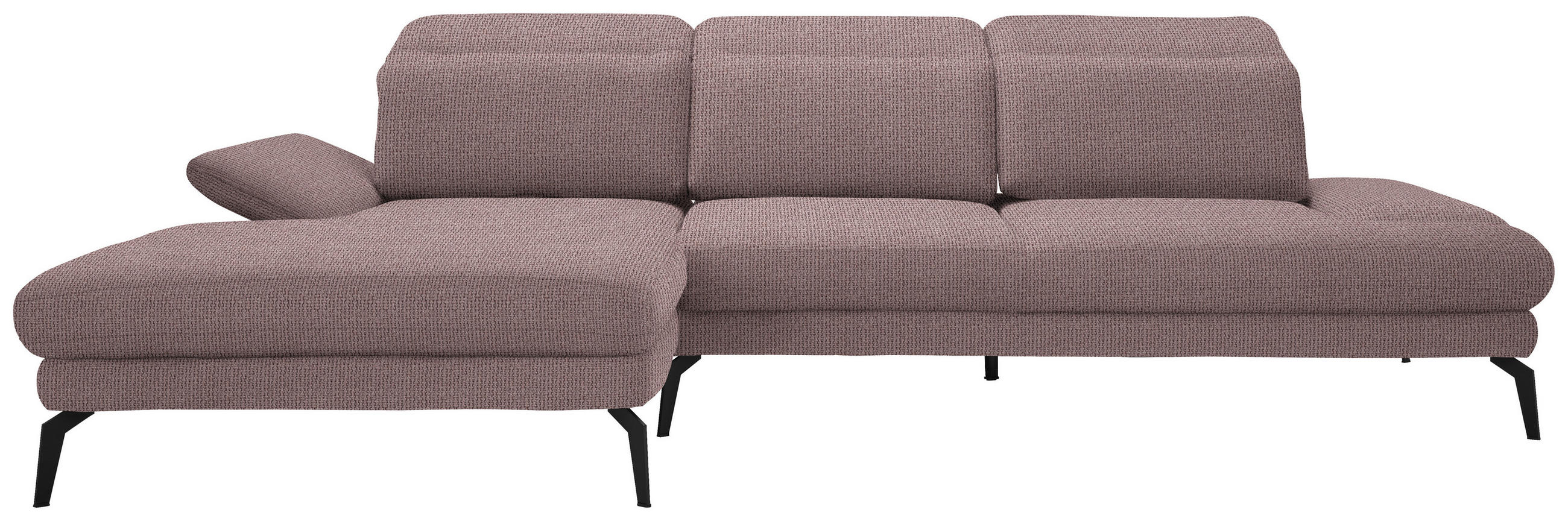ECKSOFA in Webstoff Altrosa  - Schwarz/Altrosa, Design, Textil/Metall (180/289cm) - Stylife