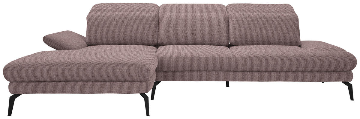 ECKSOFA in Webstoff Altrosa  - Schwarz/Altrosa, Design, Textil/Metall (180/289cm) - Stylife