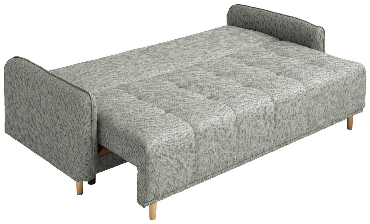 SCHLAFSOFA  in Chenille Grau  - Buchefarben/Grau, Design, Holz/Textil (217/97/101cm) - Carryhome