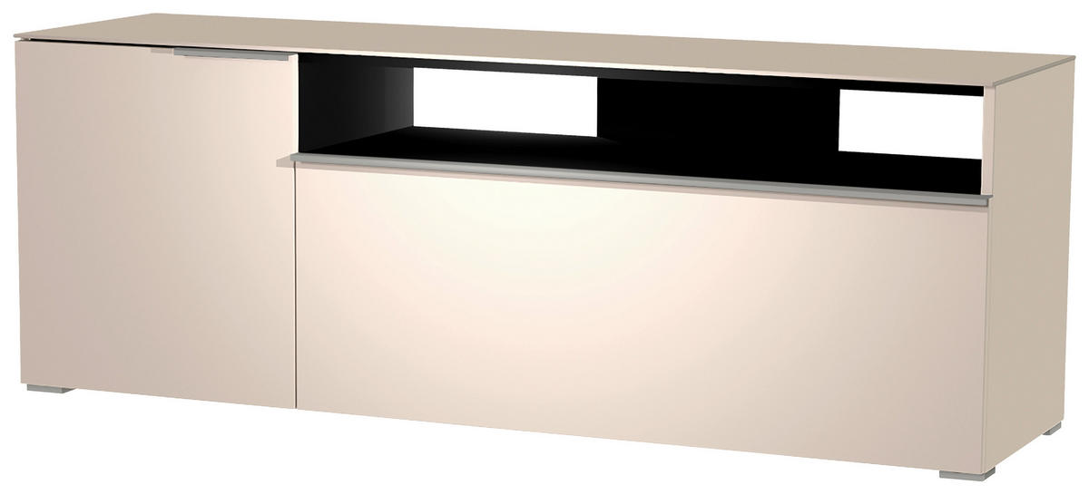 LOWBOARD Alufarben, Sandfarben  160/58/45 cm  - Sandfarben/Alufarben, Design, Glas/Holzwerkstoff (160/58/45cm) - Moderano