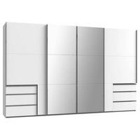 SCHWEBETÜRENSCHRANK in Silberfarben, Weiss  - Chromfarben/Weiss, Basics, Holzwerkstoff/Metall (350/216/65cm) - MID.YOU