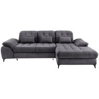 ECKSCHLAFSOFA Cord Grau  inkl. Sitztiefenverstellung, Bettkasten, Schlaffunktion, Kopfteilverstellung  - Schwarz/Grau, MODERN, Textil/Metall (273/189cm) - Livetastic
