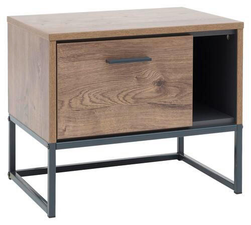 NOPTIERĂ in grafit, culoare lemn stejar  - culoare lemn stejar/grafit, Trend, metal/material pe bază de lemn (55/47,9/38,2cm) - Xora