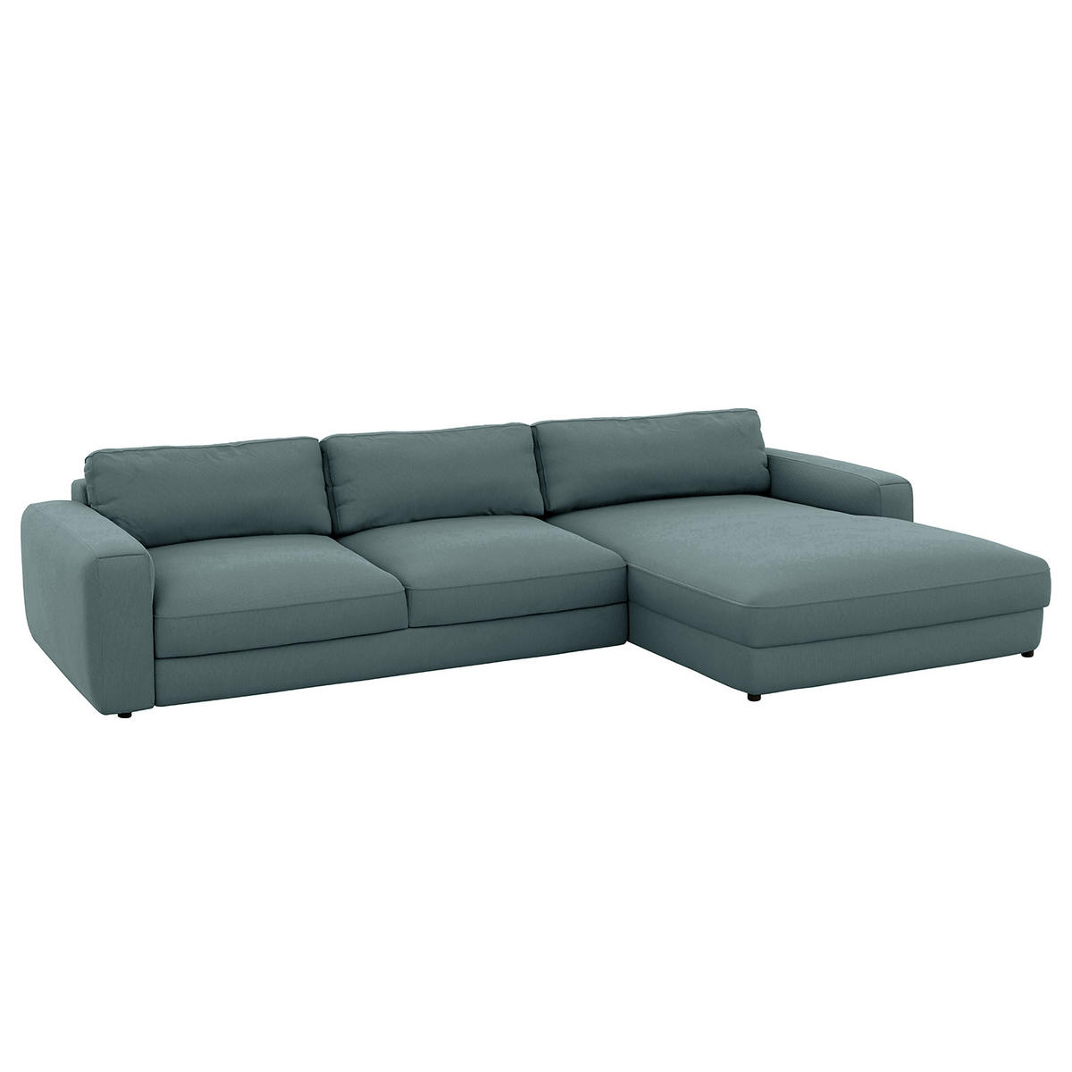ECKSOFA Cord Blaugrau  - Blaugrau/Schwarz, Modern, Textil (303/176cm) - Trendmanufaktur