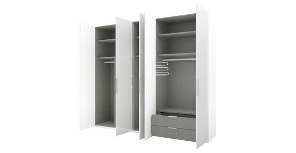 DREHTÜRENSCHRANK 250/223/62 cm 5-türig Weiß - Alufarben/Weiß, KONVENTIONELL, Glas/Holzwerkstoff (250/223/62cm) - Novel