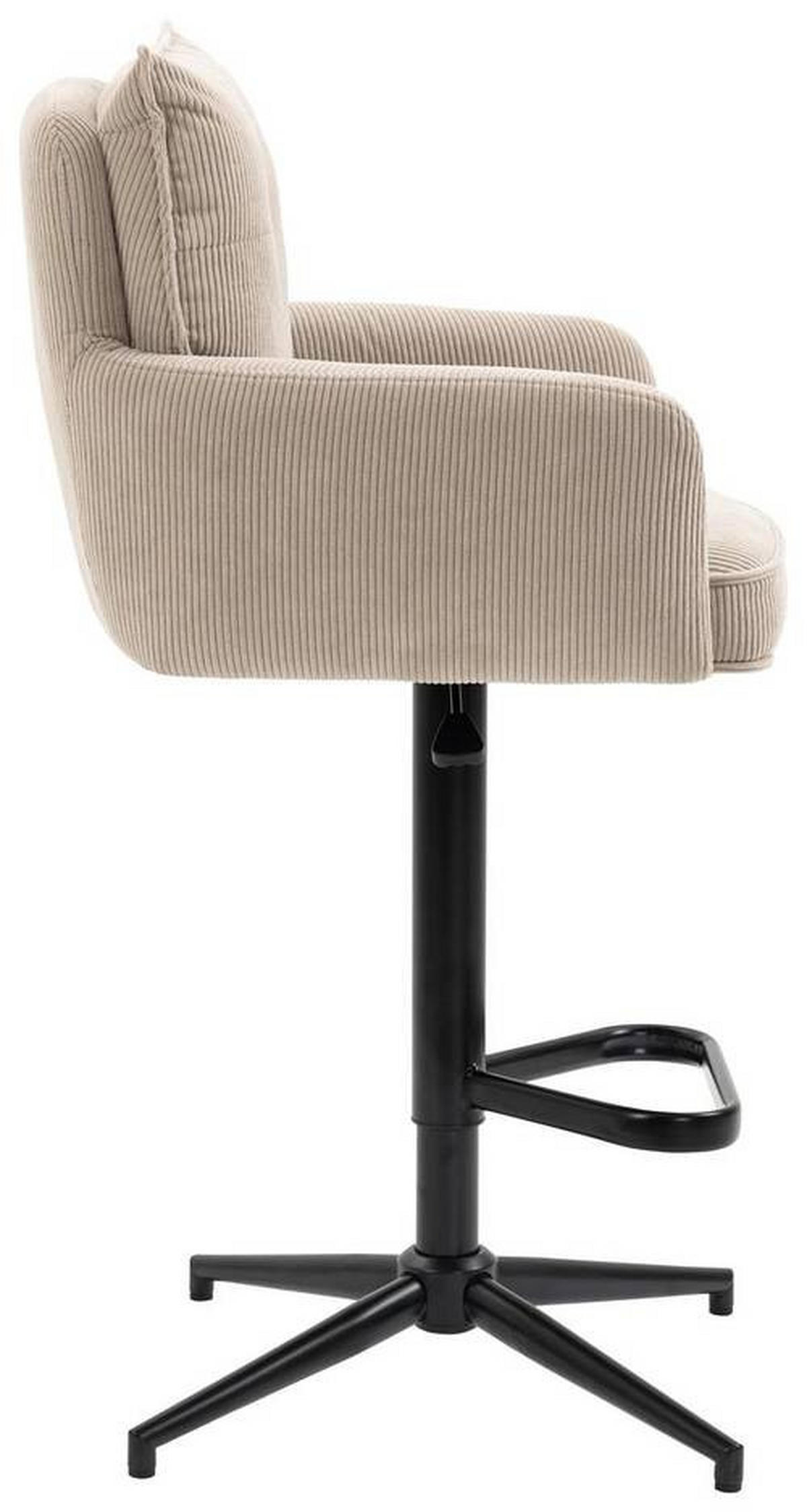 BARHOCKER Cord Creme, Beige Eisen Stoffauswahl, Sitzfläche 360° drehbar, inklusive Armlehnen  - Beige/Creme, Design, Textil/Metall (54/98-120/58cm) - Novel