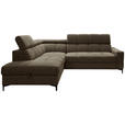 ECKSOFA in Struktur Dunkelgrün  - Dunkelgrün/Schwarz, MODERN, Textil/Metall (212/254cm) - Carryhome