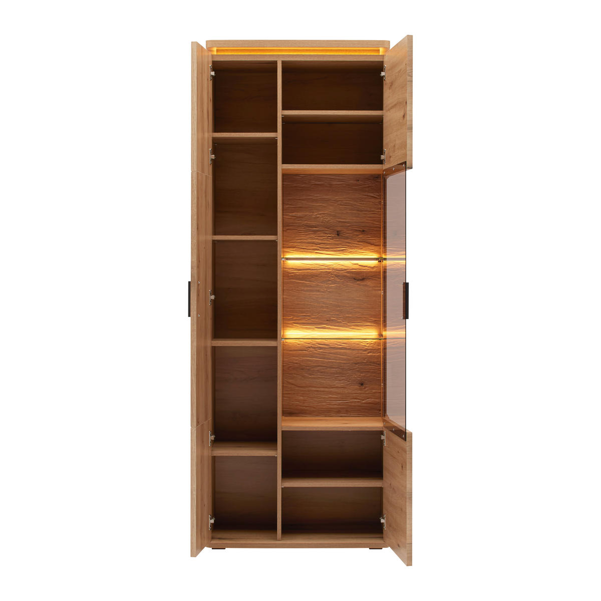 VITRINA, barve hrasta - barve hrasta/antracit, Natur, kovina/steklo (75/208/38cm) - Hom`in