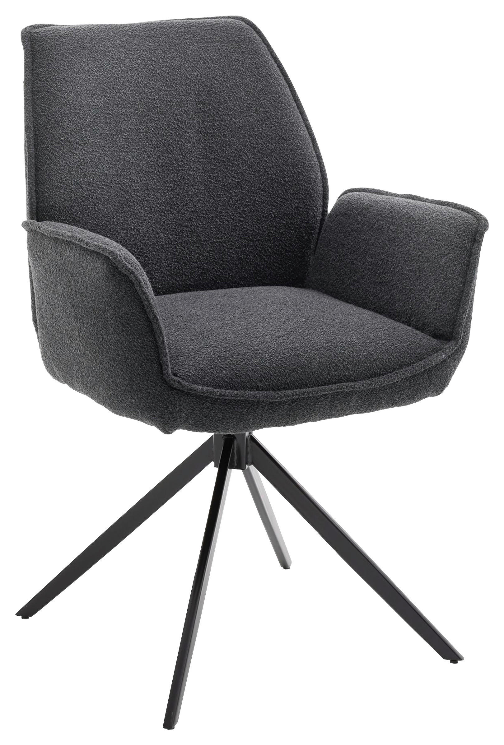 ARMLEHNSTUHL in Bouclé - Anthrazit/Schwarz, Design, Textil/Metall (63/91/65cm) - Musterring